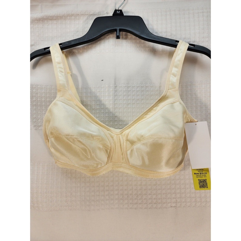 Dominique Bra Womens Size 34B Comfort Fit Wireless Biege Cream 1709